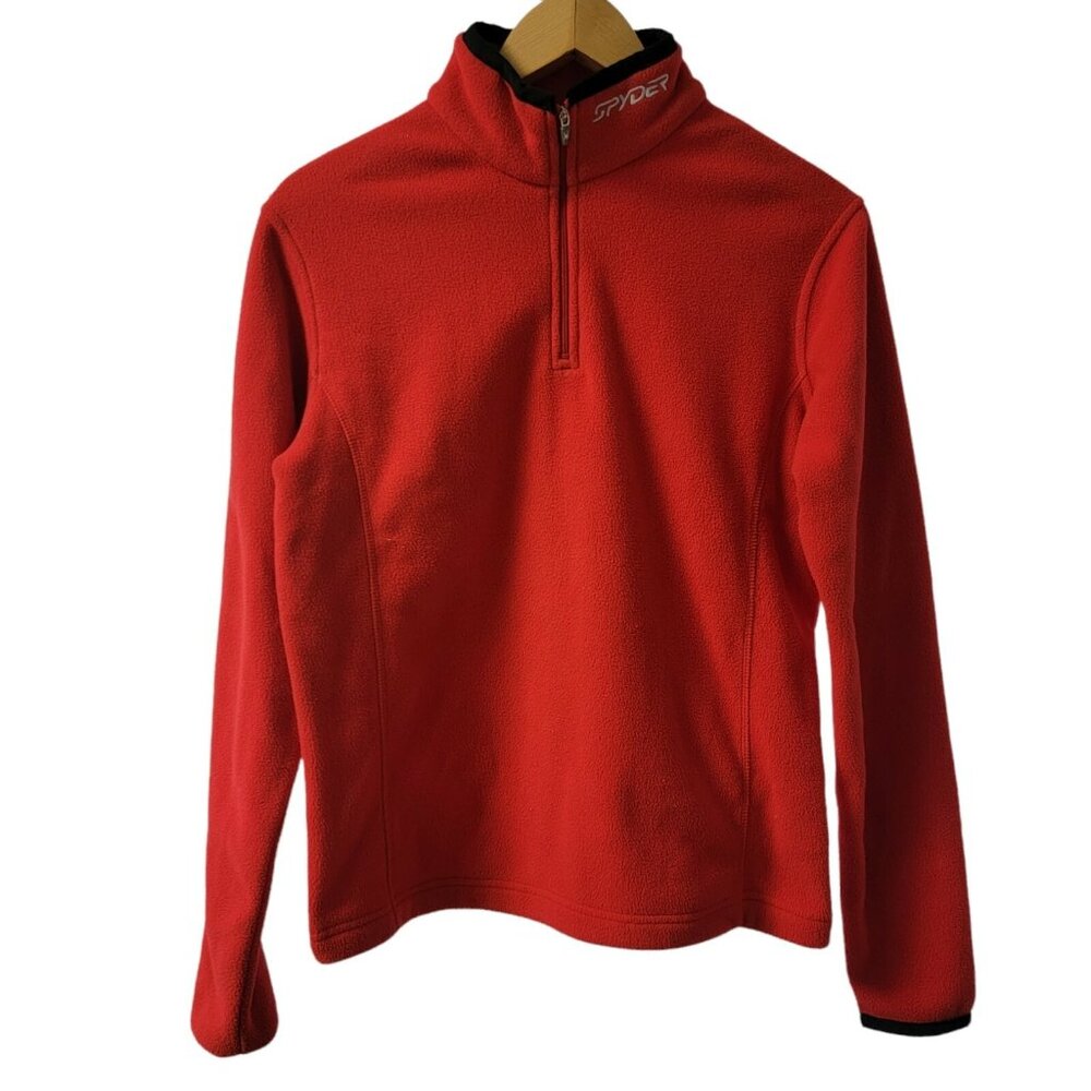 Spyder Fleece‎ Women's Size 12 Red Black 1/4 Zip Micro Fleece Pullover